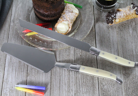 French Home Laguiole Faux Ivory Conoisseur Cake Slicer and Server Set, 2 Piece.