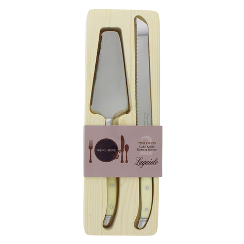 French Home Laguiole Faux Ivory Conoisseur Cake Slicer and Server Set, 2 Piece.