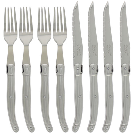 French Home 8 Piece Laguiole Stainless Steel Steak Knife and Fork Set