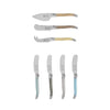 French Home Laguiole Mother of Pearl Cheese Knife and Spreader Set, 7 Piece.