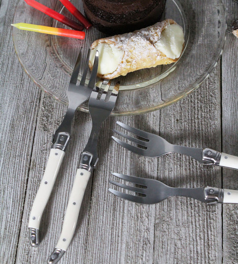 French Home Set of 4 Laguiole Faux Ivory Cake Forks