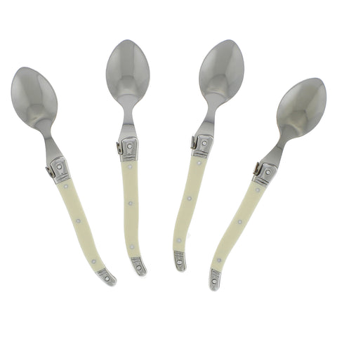 French Home Set of 4 Laguiole Faux Ivory Coffee Spoons