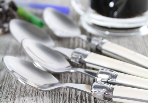 French Home Set of 4 Laguiole Faux Ivory Coffee Spoons