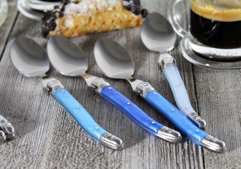 French Home Set of 4 Laguiole Shades of Blue Coffee Spoons
