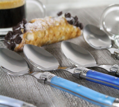French Home Set of 4 Laguiole Shades of Blue Coffee Spoons