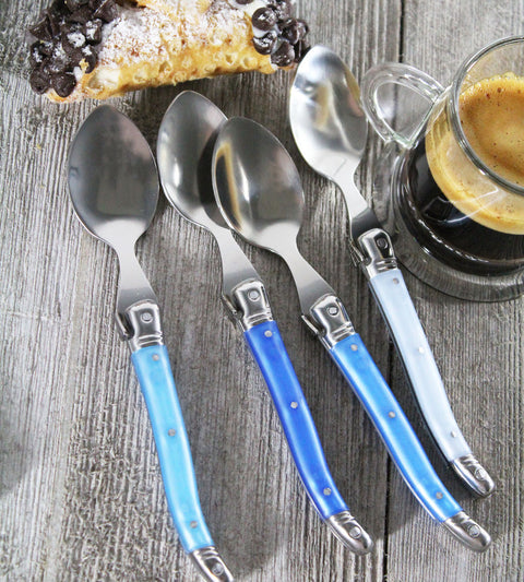 French Home Set of 4 Laguiole Shades of Blue Coffee Spoons