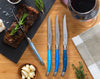 French Home Set of 4 Laguiole Steak Knives, Shades of Blue