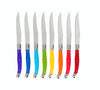 French Home Set of 8 Laguiole Steak Knives, Rainbow Colors