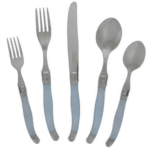 French Home Laguiole 20 Piece Stainless Steel Flatware Set, Service for 4, Ice Blue