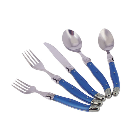 French Home Laguiole 20 Piece Stainless Steel Flatware Set, Service for 4, French Blue
