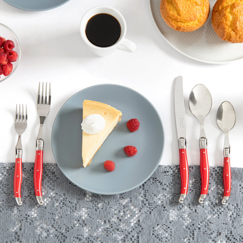 French Home Laguiole 20 Piece Stainless Steel Flatware Set, Service for 4, Scarlet Red