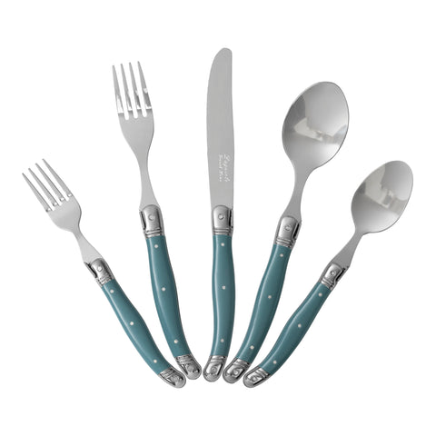 French Home Laguiole 20 Piece Stainless Steel Flatware Set, Service for 4, Aegean Teal
