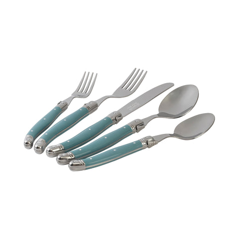 French Home Laguiole 20 Piece Stainless Steel Flatware Set, Service for 4, Aegean Teal