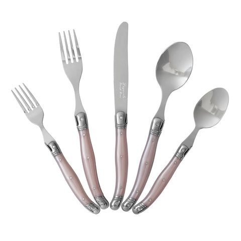 French Home Laguiole 20 Piece Stainless Steel Flatware Set, Service for 4, Petal Pink