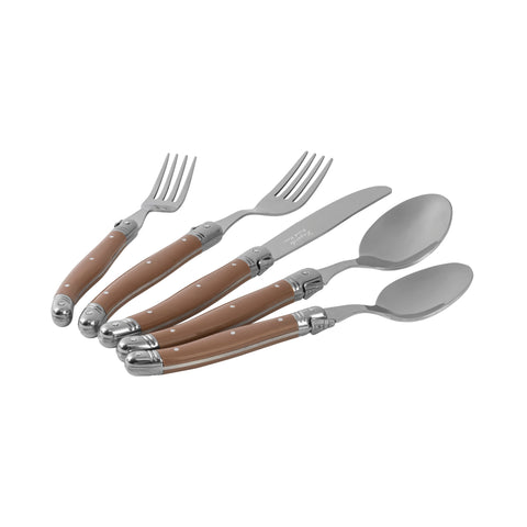 French Home Laguiole 20 Piece Stainless Steel Flatware Set, Service for 4, Café Au Lait