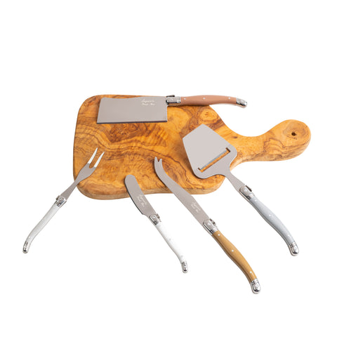 French Home Laguiole 5 Piece Cheese Knife, Fork and Slicer Set, Mixed Metals
