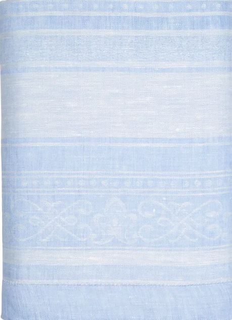 French Home Linen 71" x 71" Astra Tablecloth - Ivory and Light Blue
