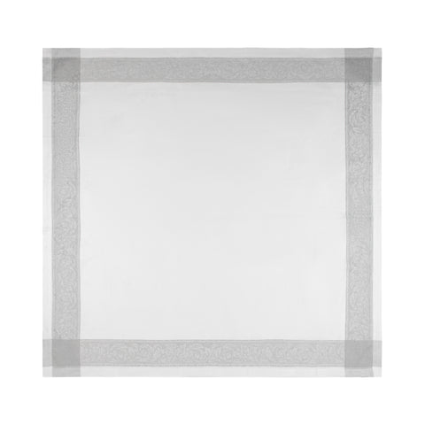 French Home Linen 71" x 71" Paris Tablecloth - White and French Grey